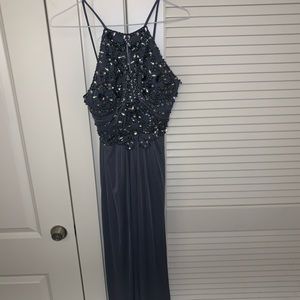 Beaded high neck gown